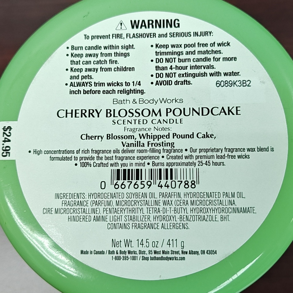 Bath & Body Works CHERRY BLOSSOM POUND CAKE 3-Wick Candles **SEE NOTES - Picture 6 of 7